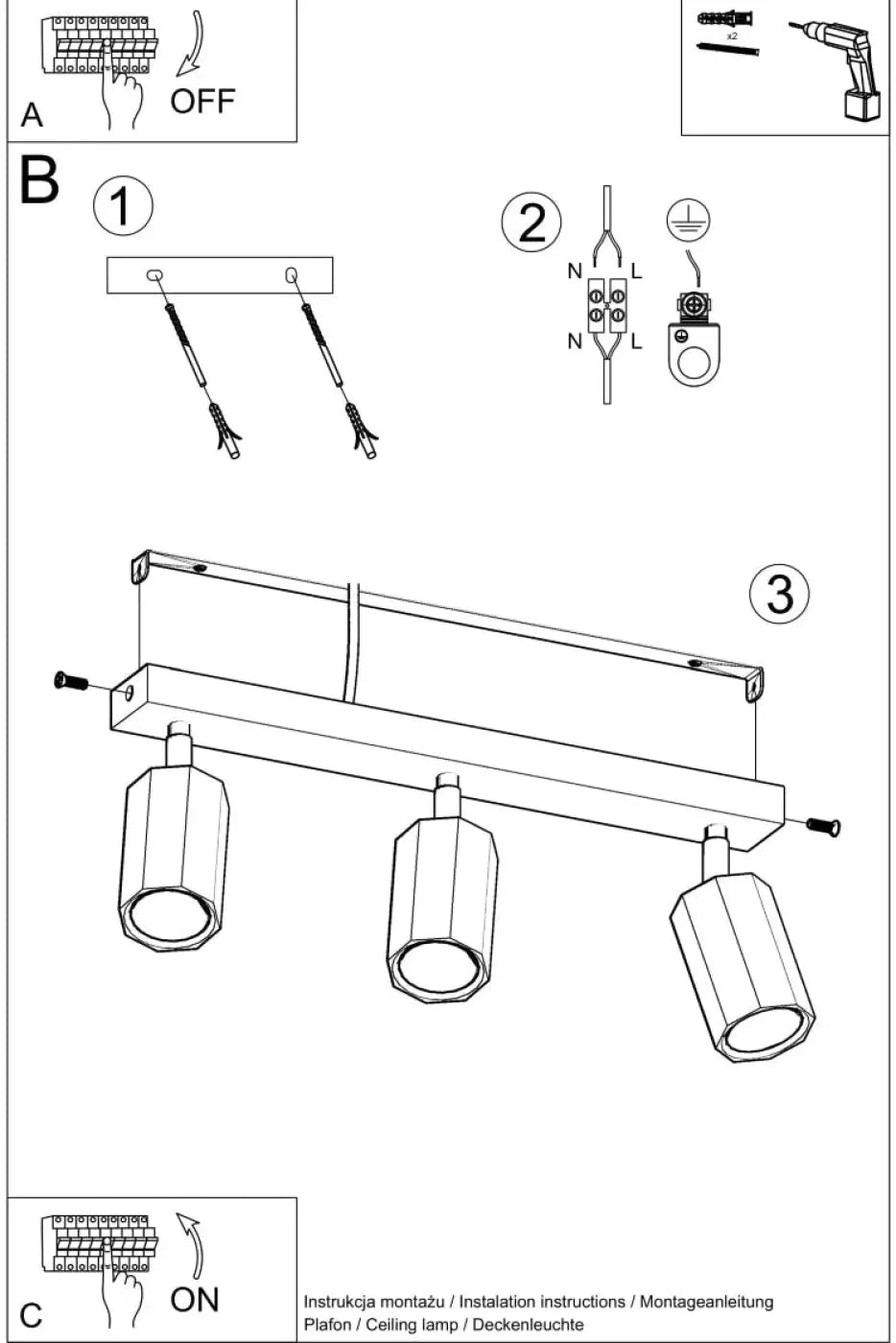 Luminaire Plafonnier Scandinave en Bois - Zeke 3 (Chêne)