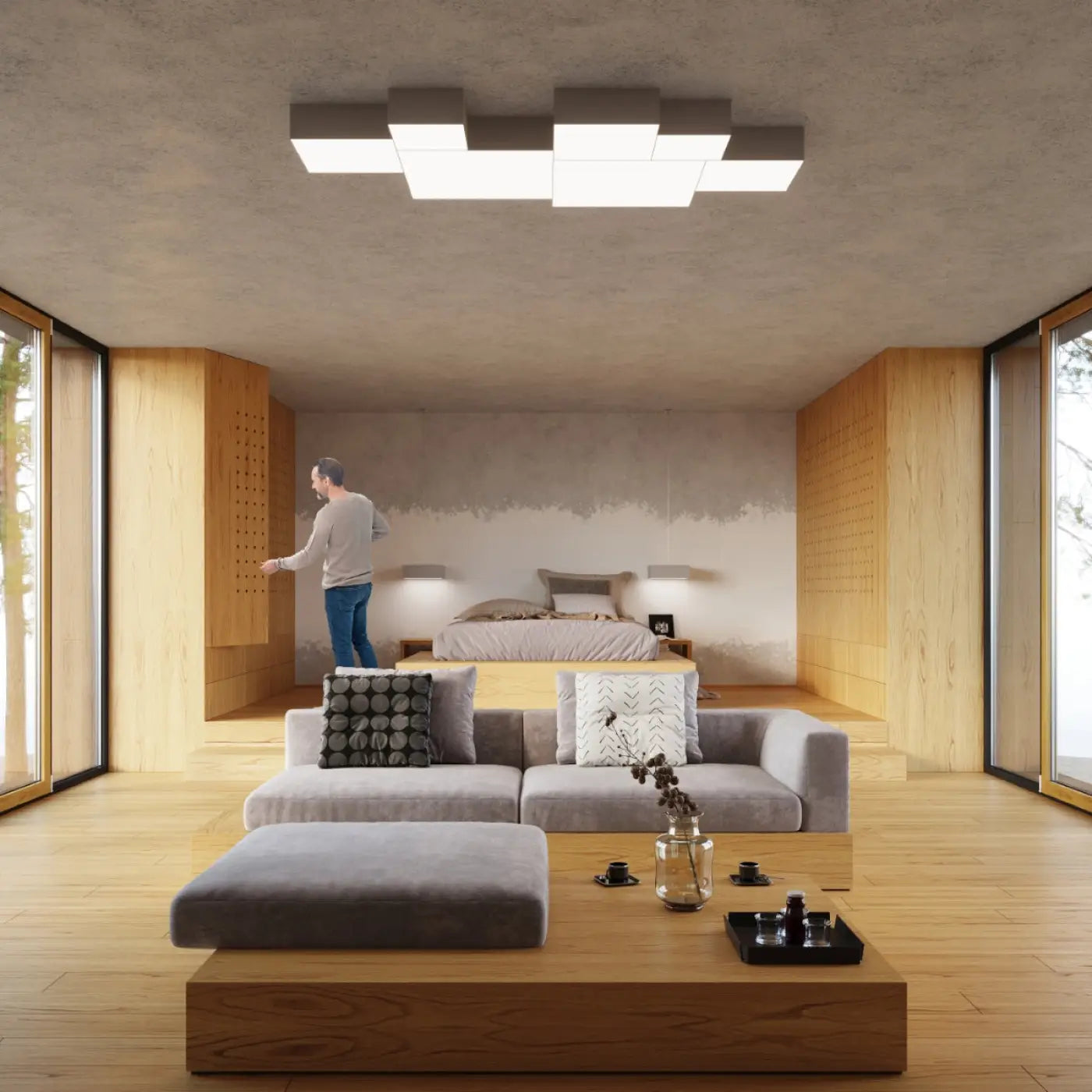 Luminaire Plafonnier Design - Horus (Gris)