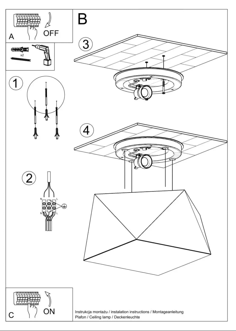 Luminaire Plafonnier en Verre - Hexa 25 (Argent)