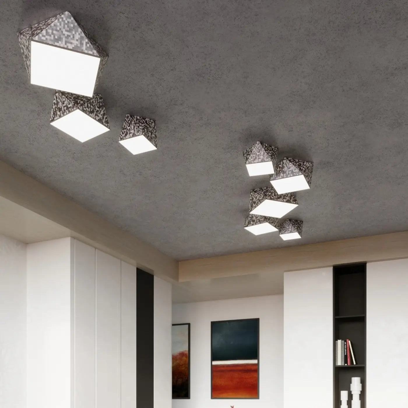 Luminaire Plafonnier en Verre - Hexa 25 (Argent)