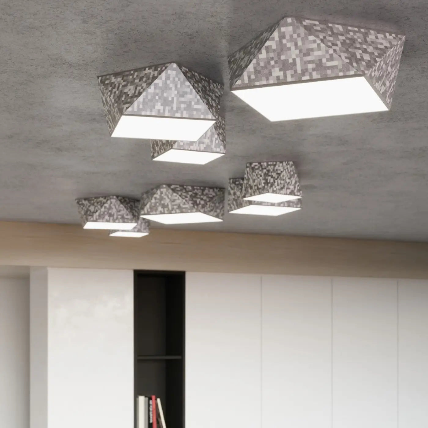 Luminaire Plafonnier en Verre - Hexa 45 (Argent)