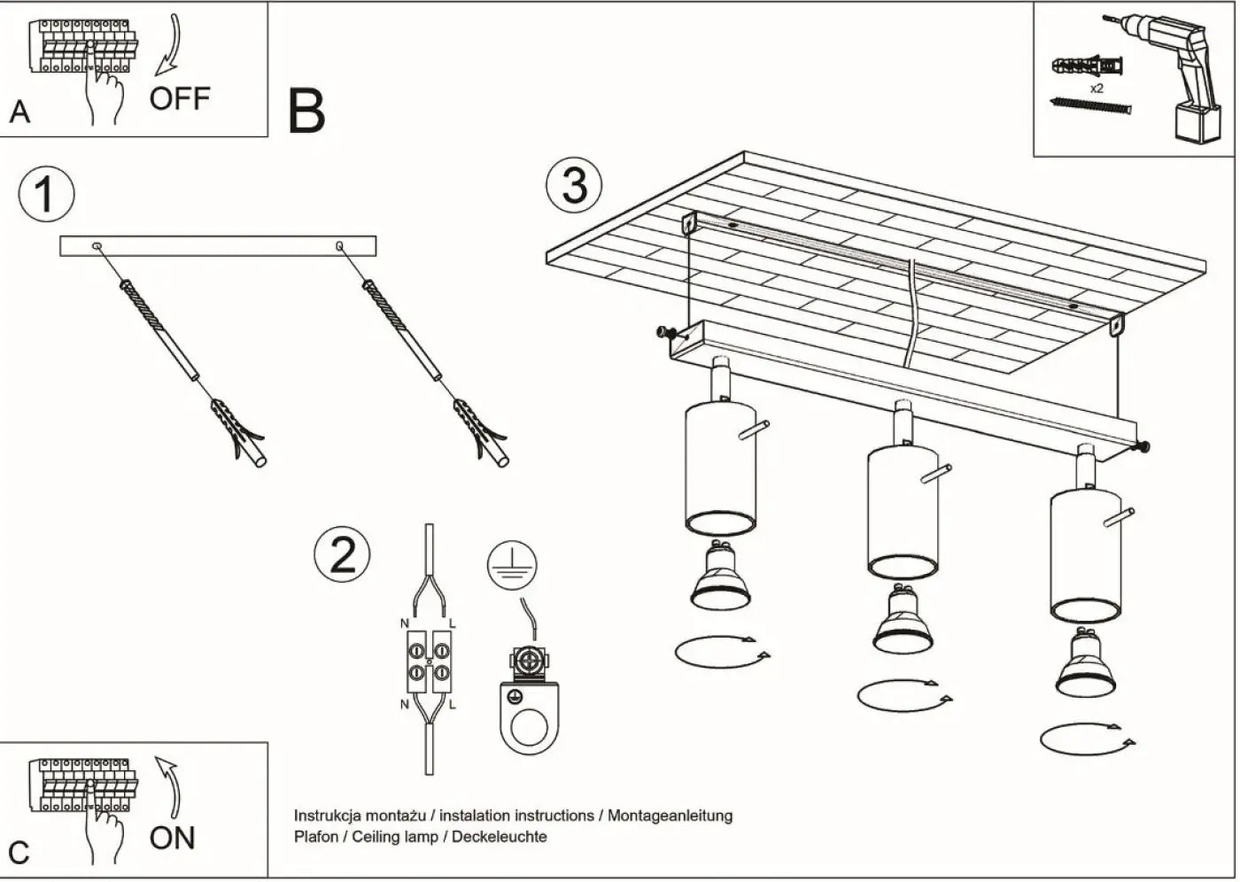 Luminaire Plafonnier - Ring 3 (Chromé)