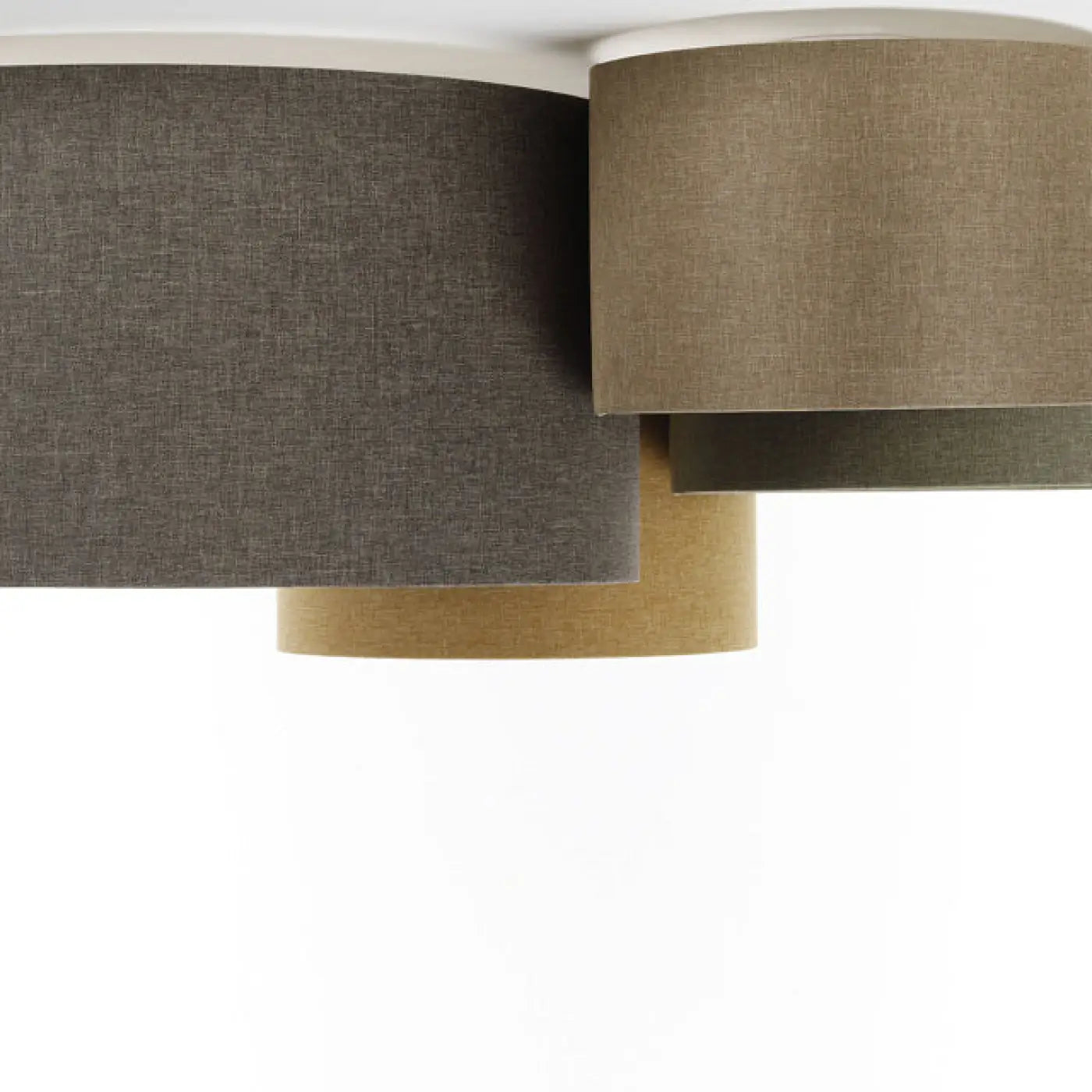 Luminaire Plafonnier en Tissu - 4Flames Boho Élégant (Marron Gris/Vert Gris/Caramel/Jaune Moutarde/Écru)