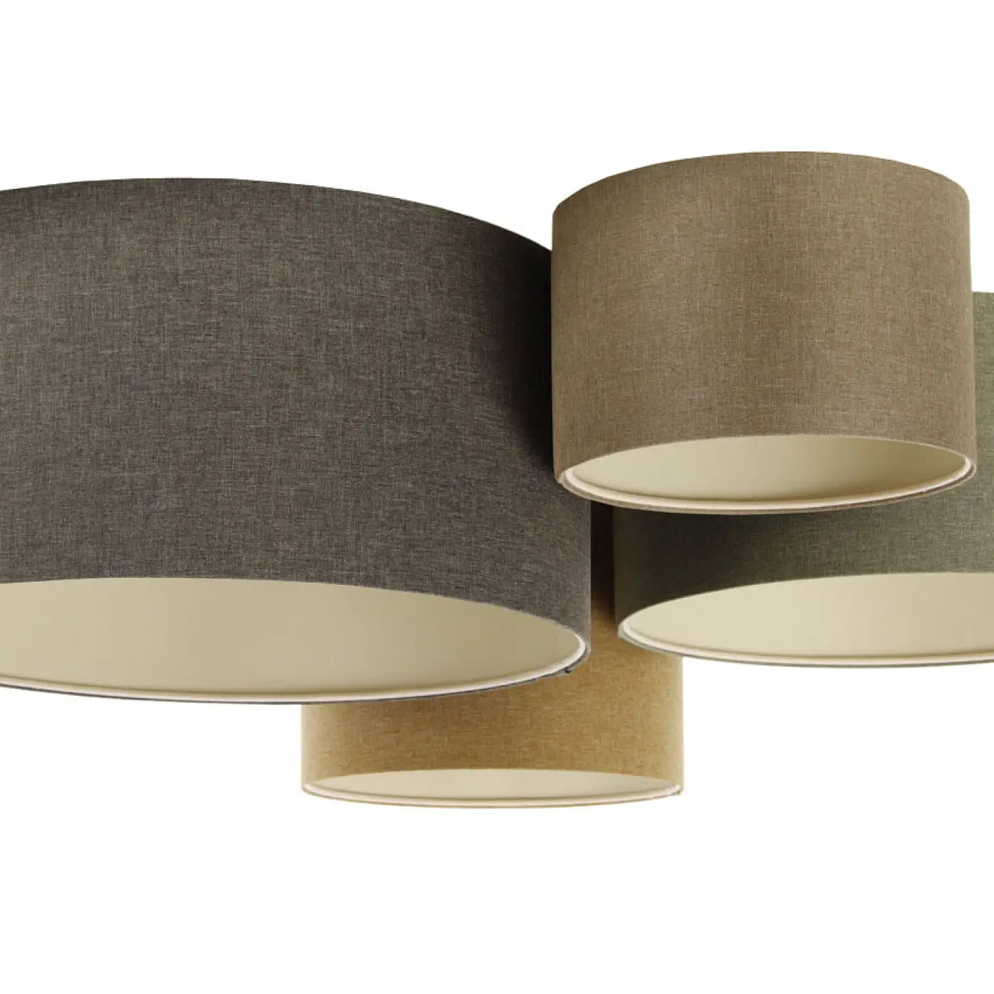 Luminaire Plafonnier en Tissu - 4Flames Boho Élégant (Marron Gris/Vert Gris/Caramel/Jaune Moutarde/Écru)
