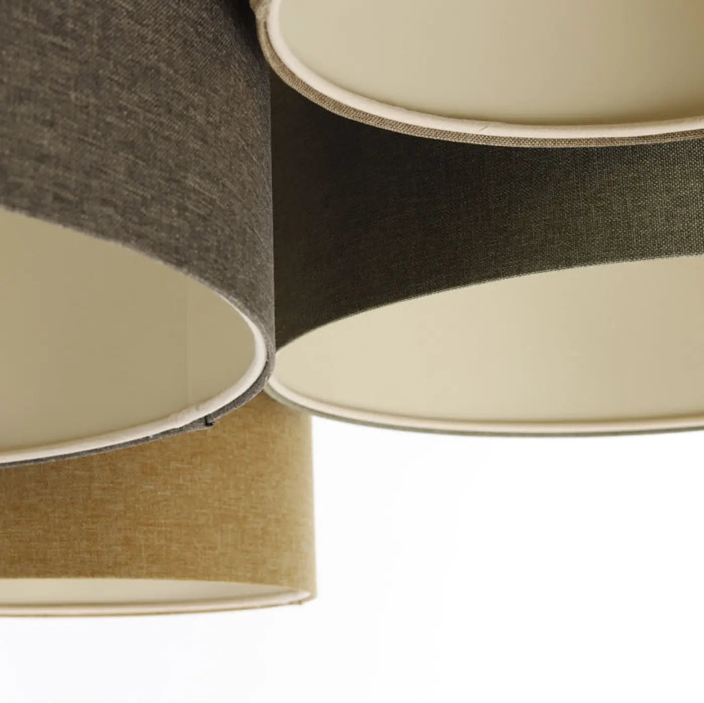 Luminaire Plafonnier en Tissu - 4Flames Boho Élégant (Marron Gris/Vert Gris/Caramel/Jaune Moutarde/Écru)