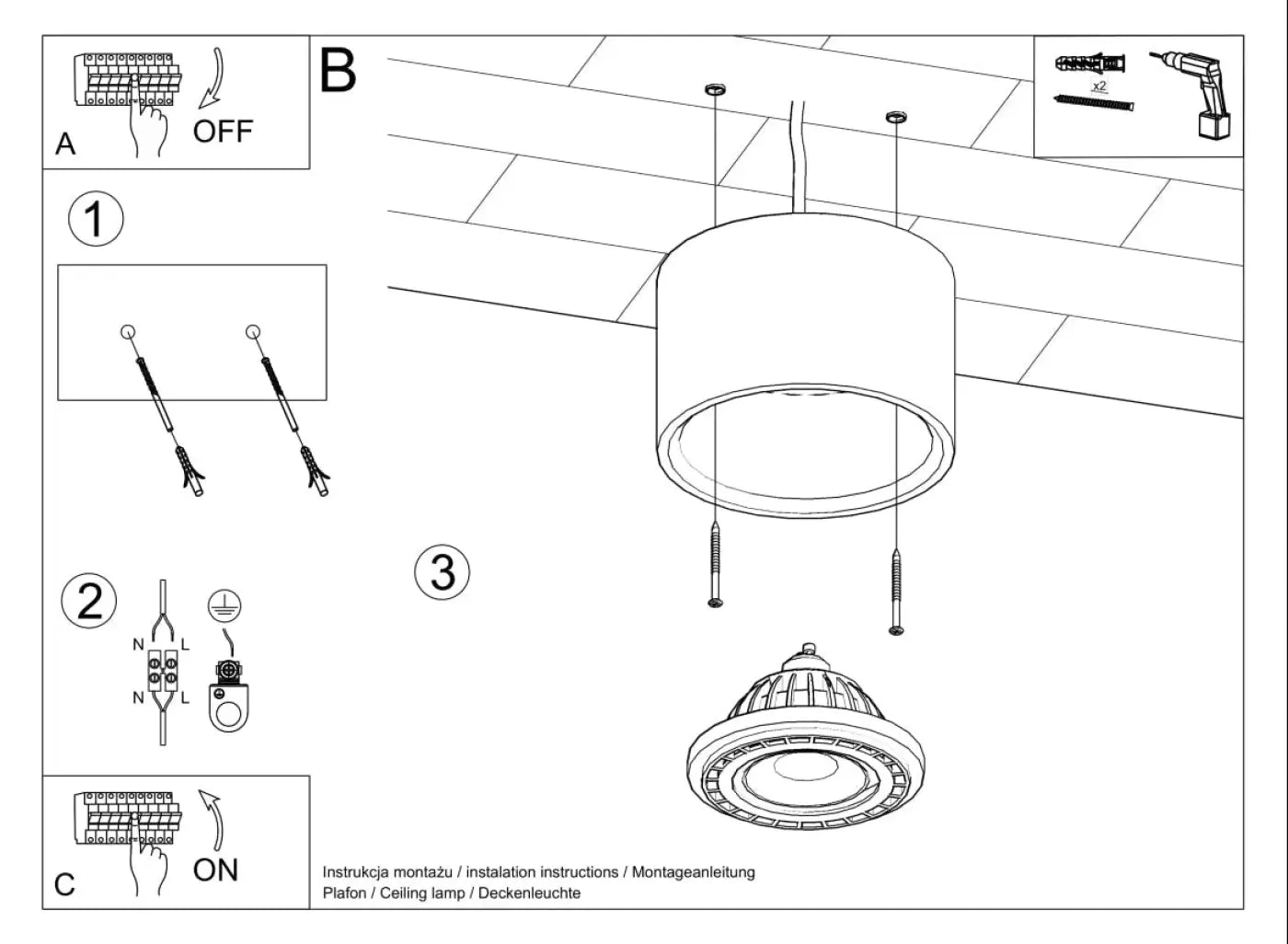 Luminaire Plafonnier Design - Basic 1 (Béton)