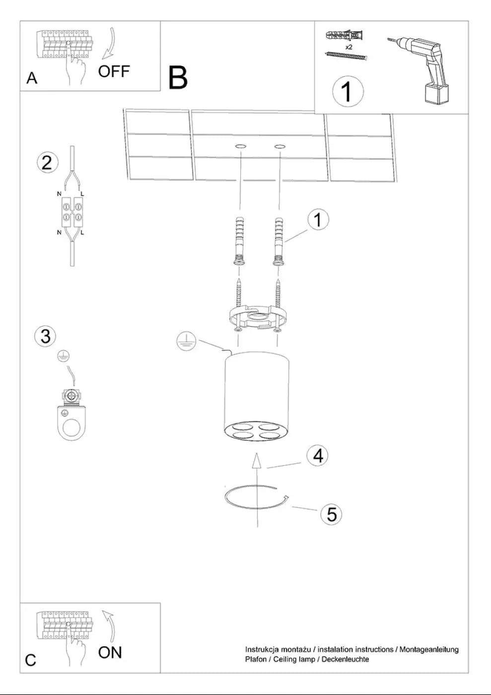 Luminaire Plafonnier Design - Zoe Led (Noir)