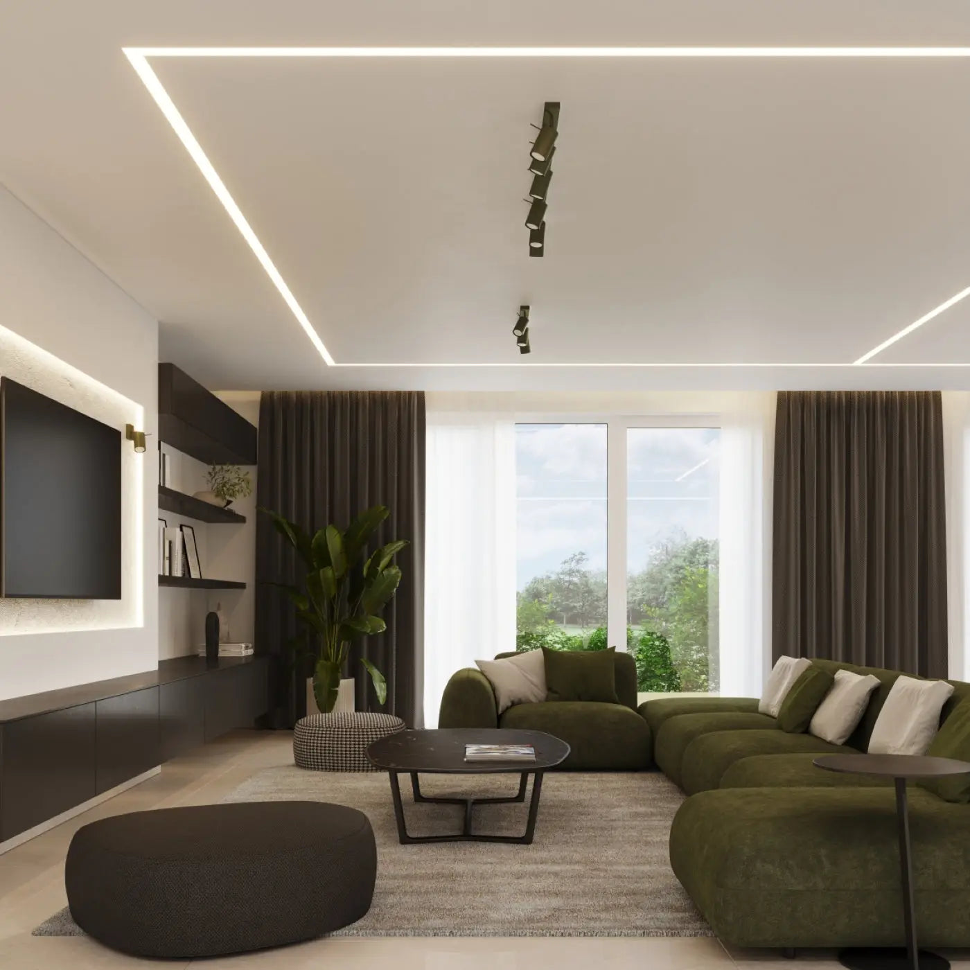 Luminaire Plafonnier - Ring 3P (Vert Olive)