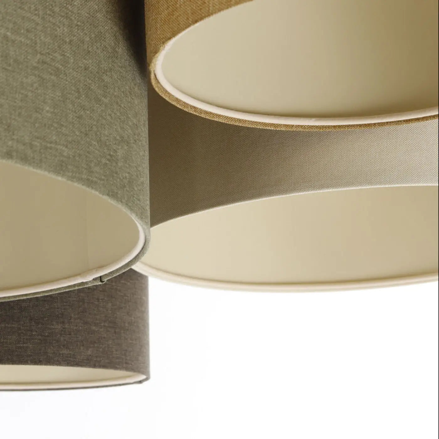 Luminaire Plafonnier Design en Tissu - 4Flames Boho Elegant (Vert Gris/Graphite/Jaune Moutarde/Crème/Ecru)