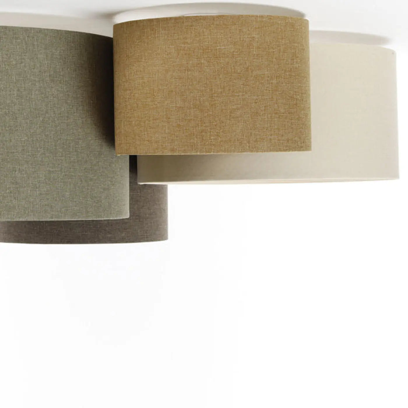 Luminaire Plafonnier Design en Tissu - 4Flames Boho Elegant (Vert Gris/Graphite/Jaune Moutarde/Crème/Ecru)