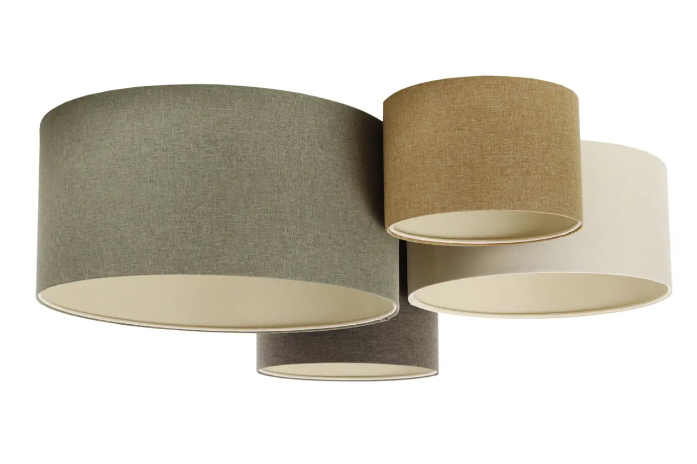 Luminaire Plafonnier Design en Tissu - 4Flames Boho Elegant (Vert Gris/Graphite/Jaune Moutarde/Crème/Ecru)