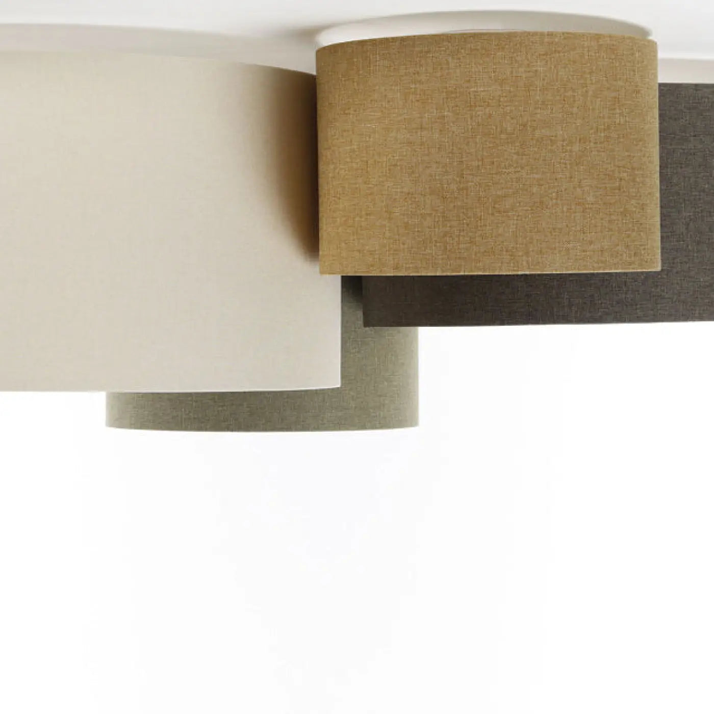 Luminaire Plafonnier Design en Tissu - 4Flames Boho Élégant (Crème/Vert Gris/Jaune Moutarde/Graphite/Écru