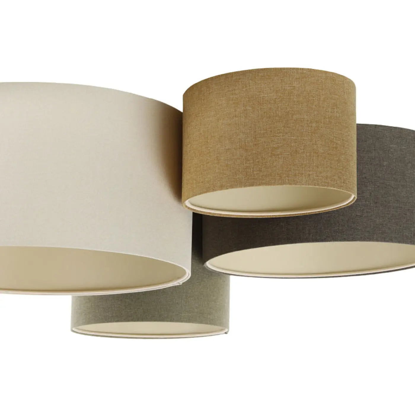Luminaire Plafonnier Design en Tissu - 4Flames Boho Élégant (Crème/Vert Gris/Jaune Moutarde/Graphite/Écru