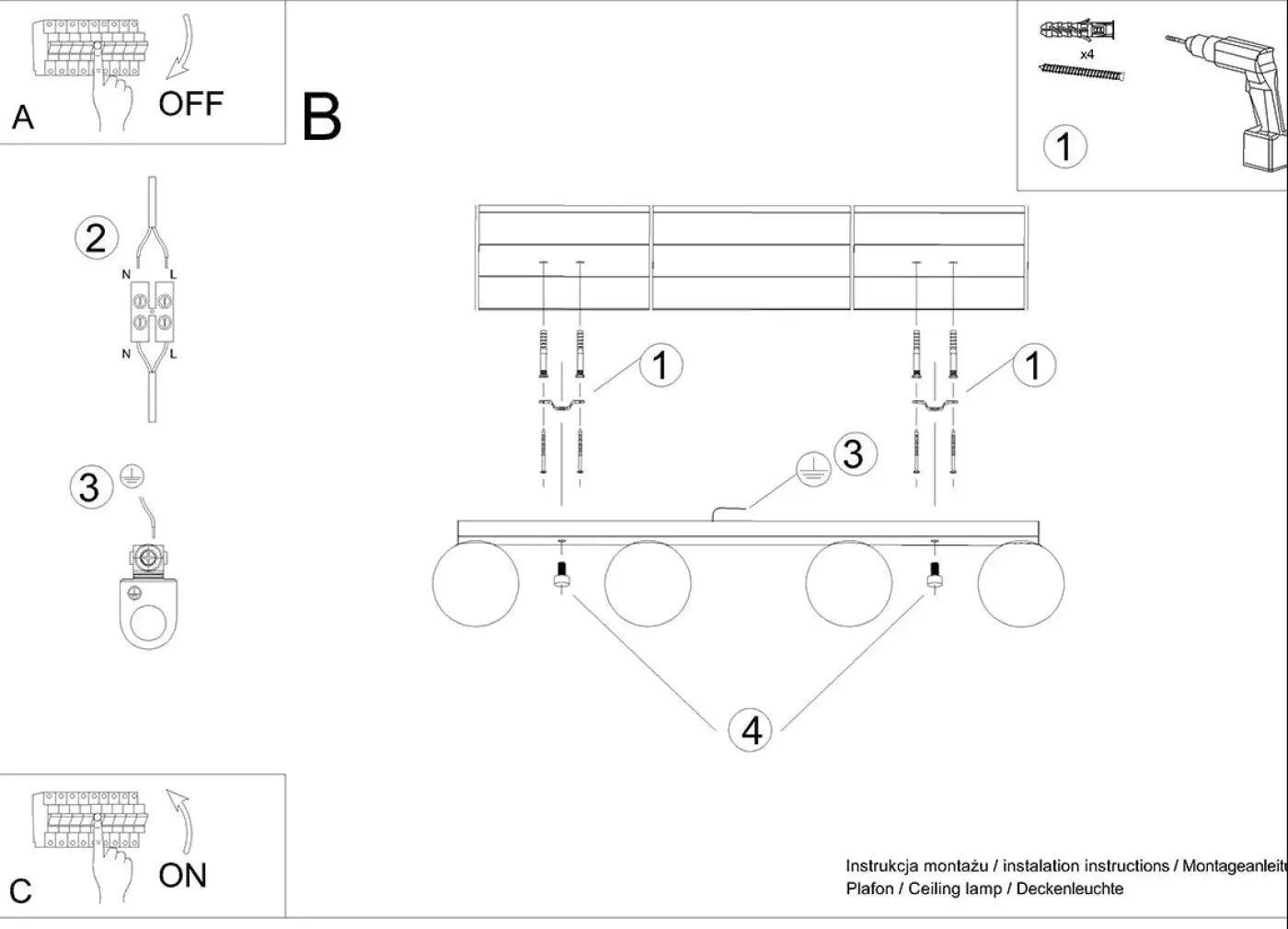Luminaire Plafonnier Design - Yoli 4 (Blanc)