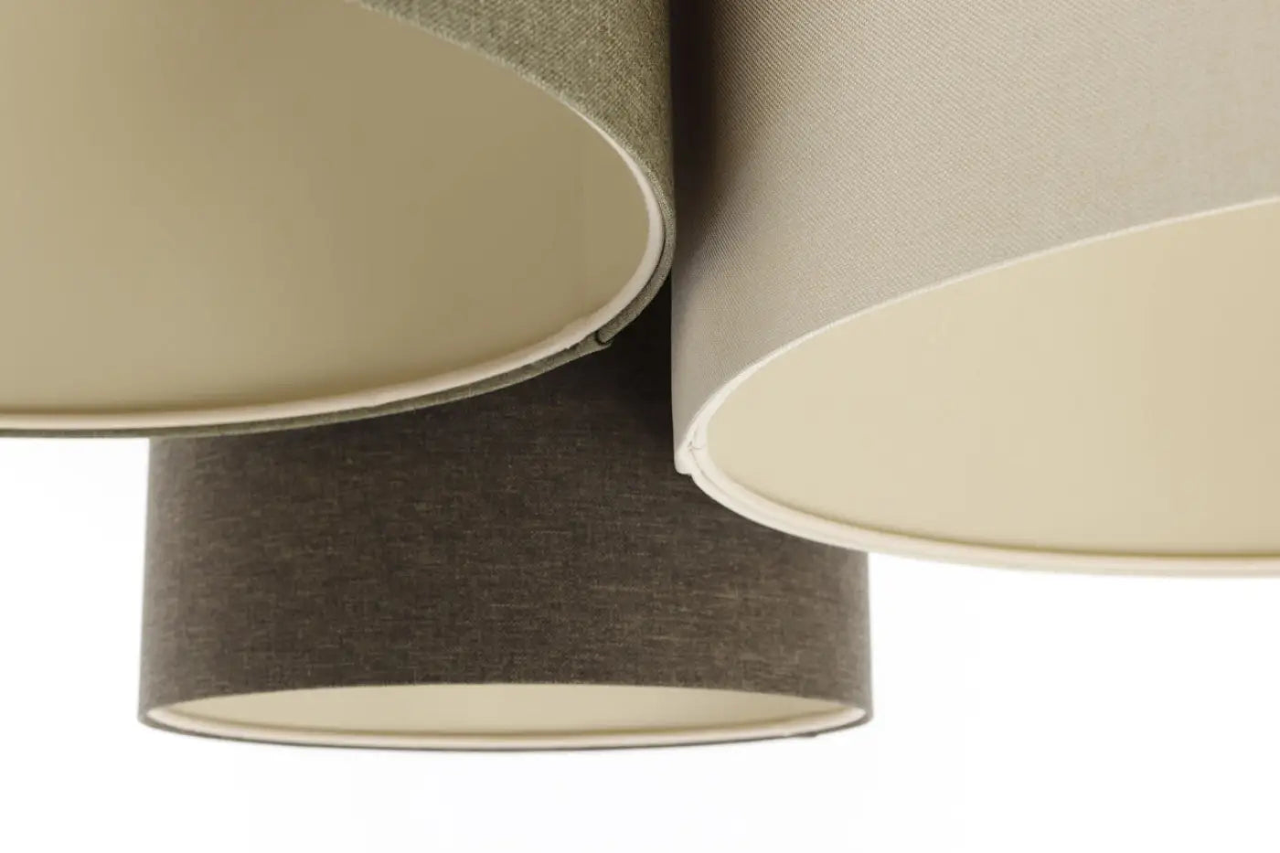 Luminaire Plafonnier Design en Tissu - Trio Boho Elegant (Marron Gris/Vert Gris/Crème)