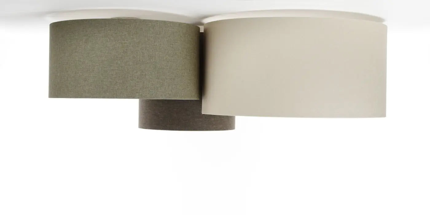 Luminaire Plafonnier Design en Tissu - Trio Boho Elegant (Marron Gris/Vert Gris/Crème)