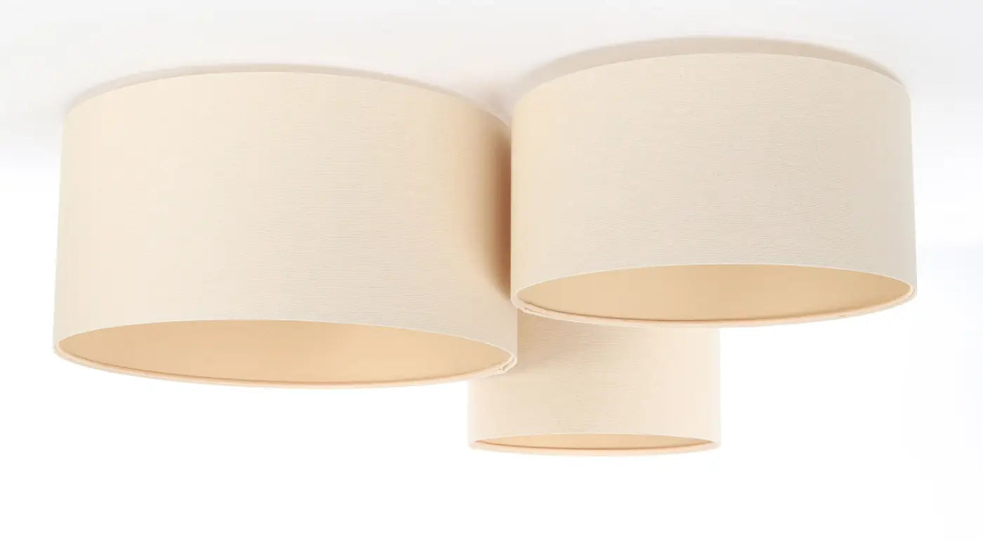 Luminaire Plafonnier Design en Tissu - Trio Boho (Ecru/Blanc Crème)