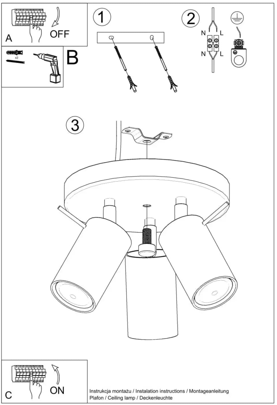 Luminaire Plafonnier Design - Ring 3P (Blanc)