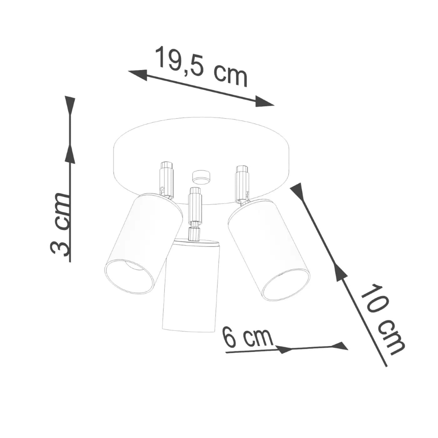 Luminaire Plafonnier Design - Winx 3P (Noir/Chrome)