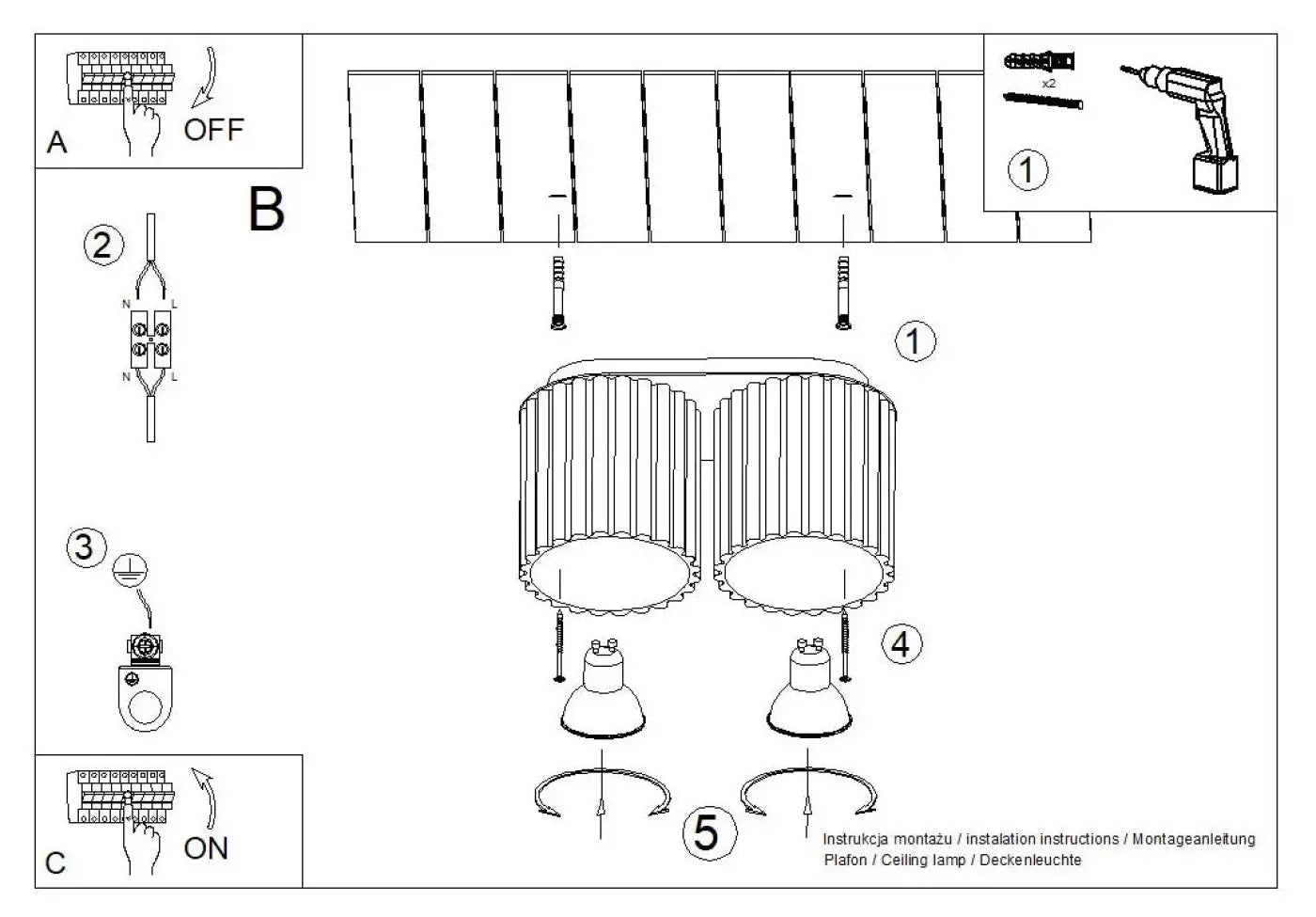 Luminaire Plafonnier Design - Aura 2 (Blanc)