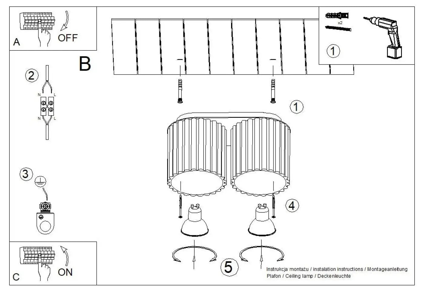 Luminaire Plafonnier Design - Aura 2 (Bordeaux)