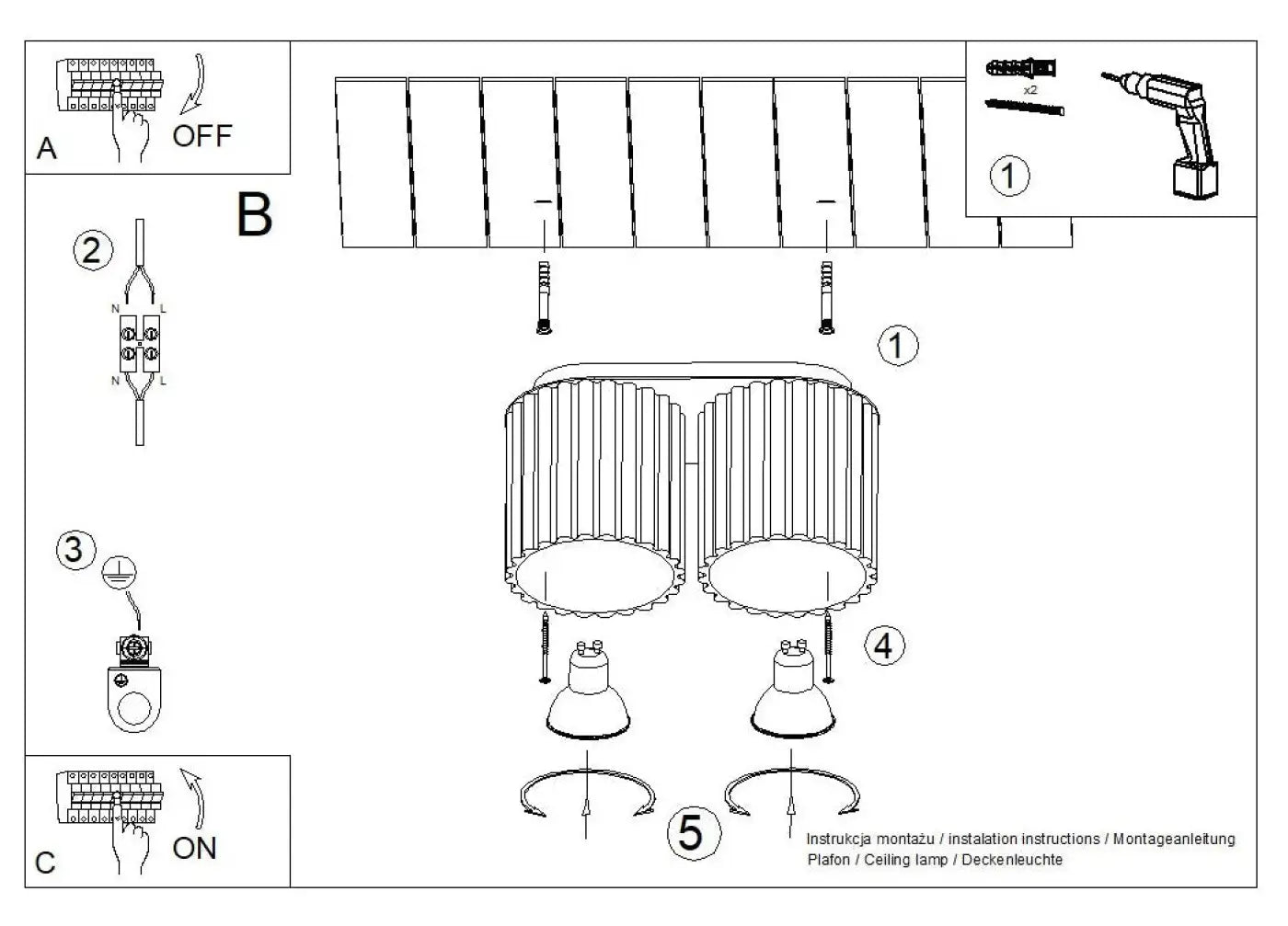 Luminaire Plafonnier Design - Aura 2 (Noir)