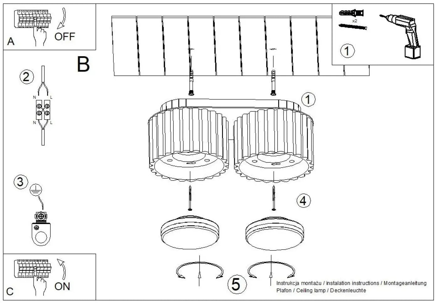 Luminaire Plafonnier Design - Aura 2 (Peach)