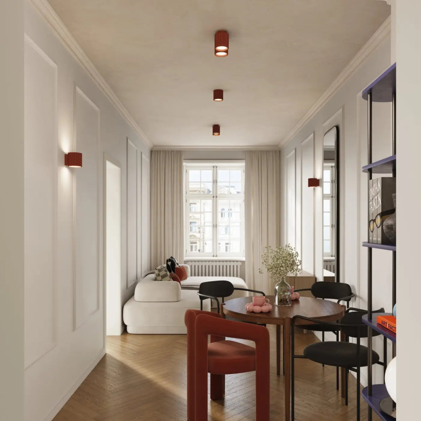Luminaire Plafonnier Moderne - Aura 2 (Rouge Ochra)