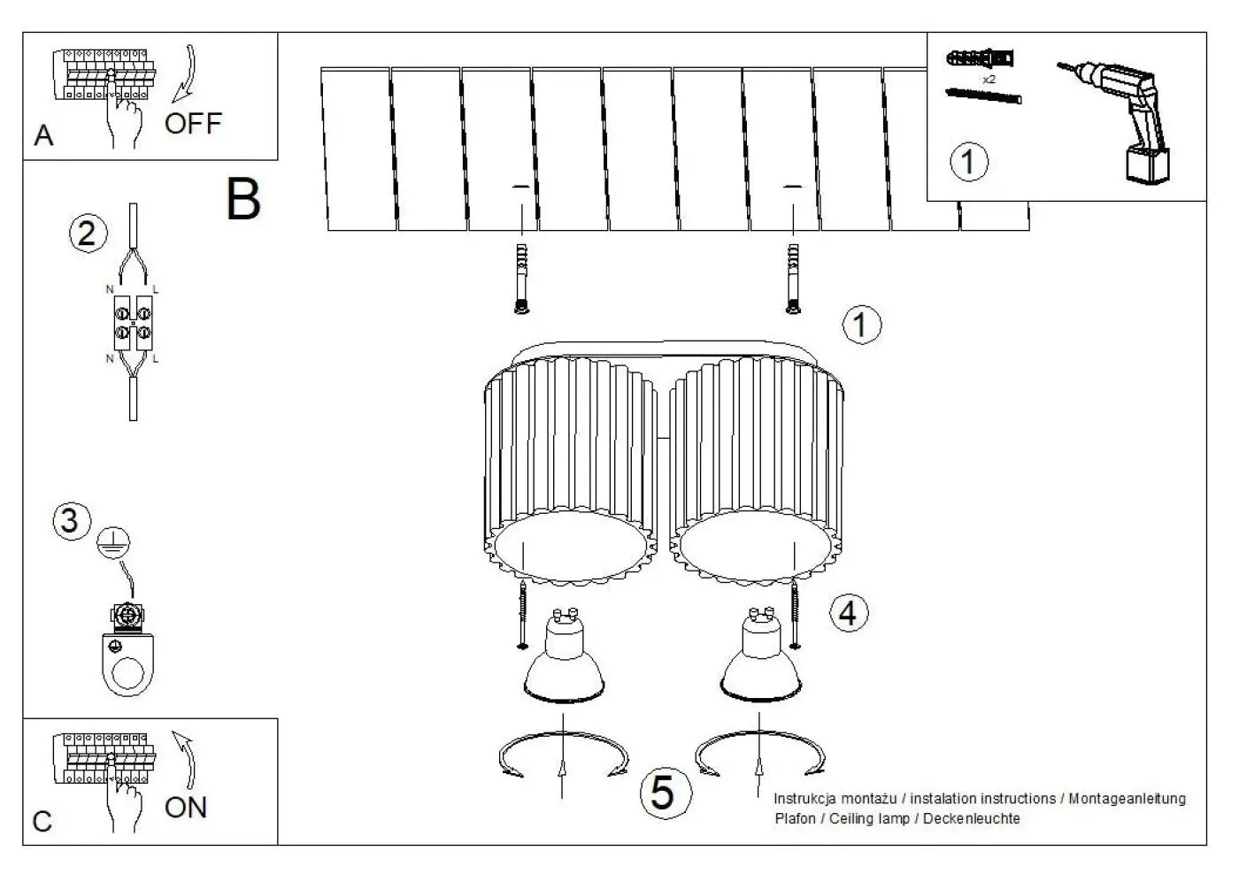 Luminaire Plafonnier Moderne - Aura 2 (Rouge Ochra)