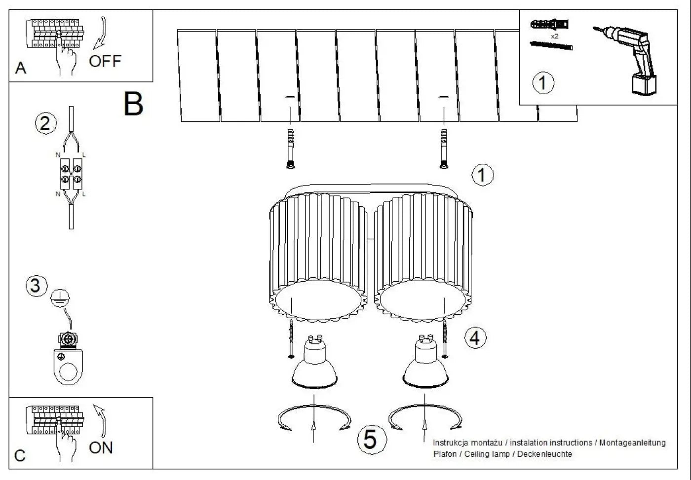 Luminaire Plafonnier Moderne - Aura 2 (Ultramarine)