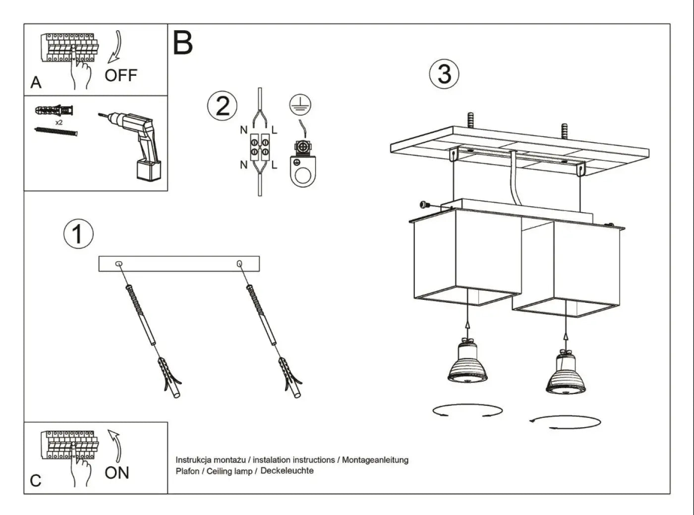 Luminaire Plafonnier Minimaliste - Quad 2 (Blanc)