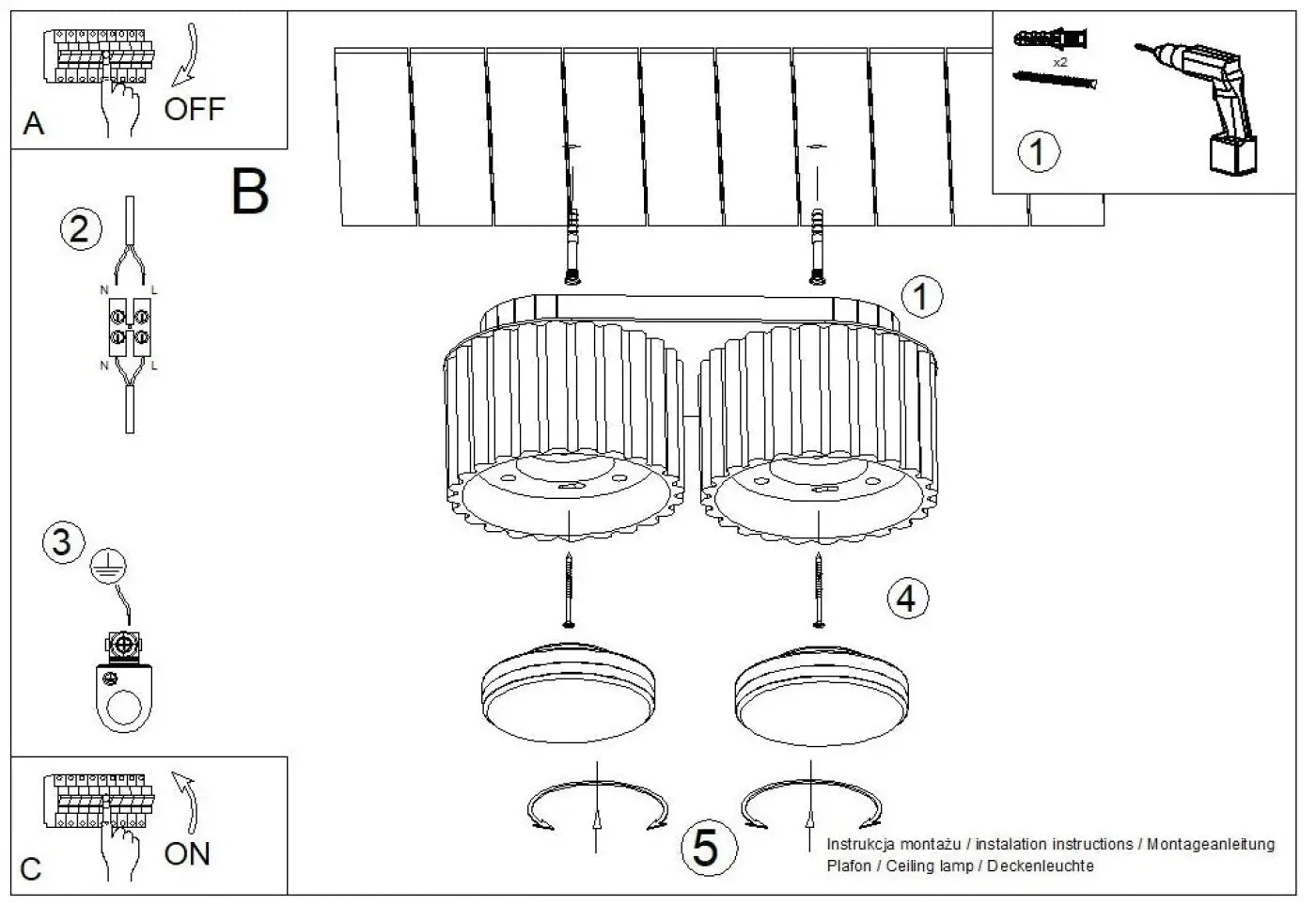 Luminaire Plafonnier Design - Aura 2 (Blanc)