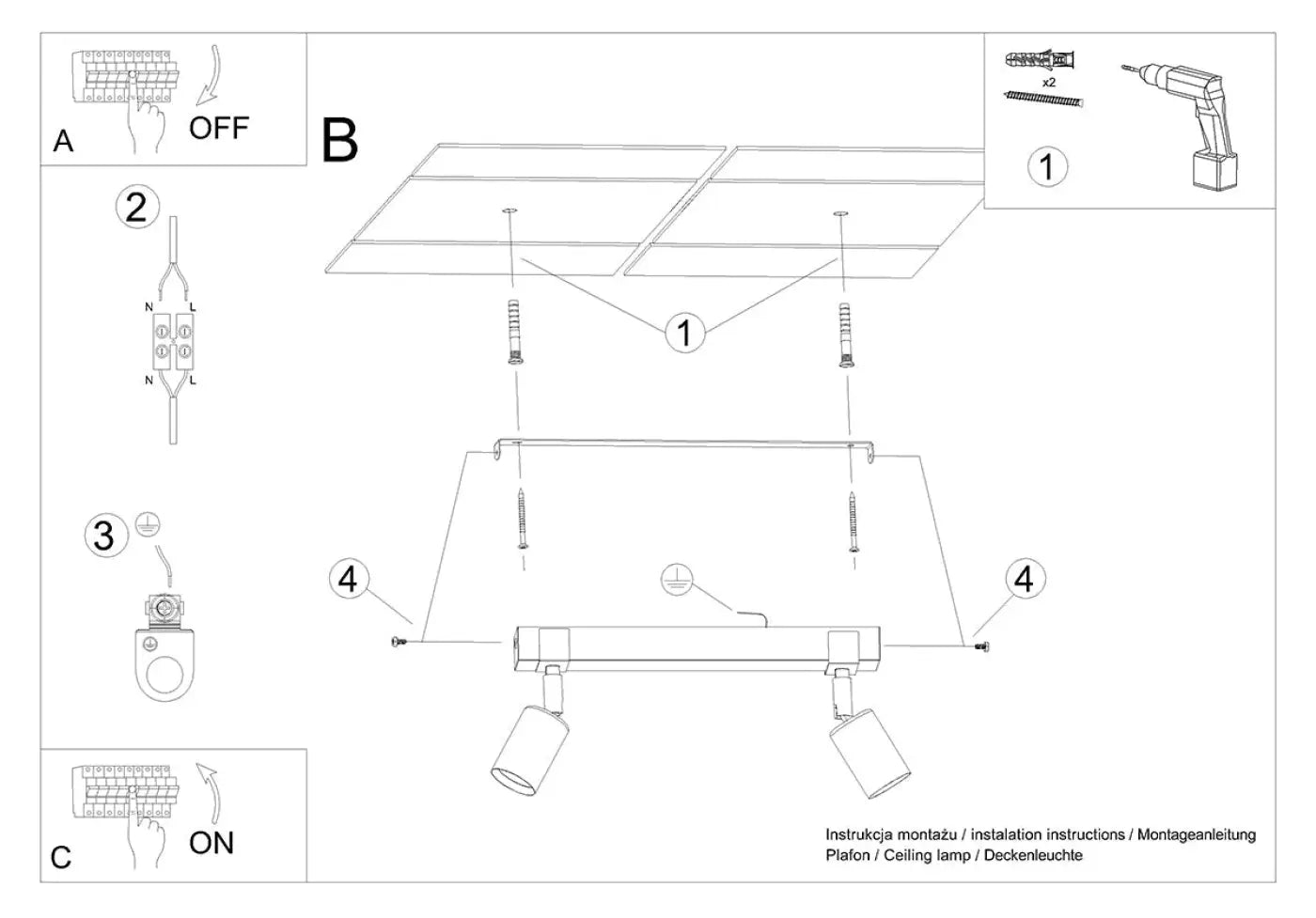 Luminaire Plafonnier en Bois - Zuca 2 (Noir)