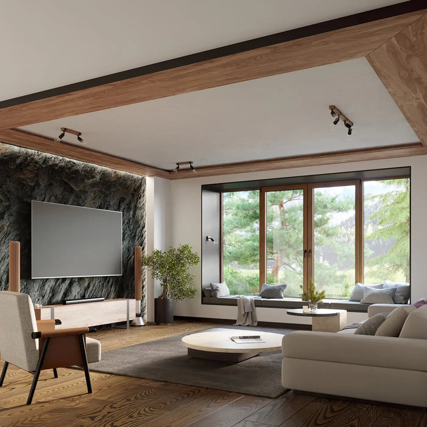 Luminaire Plafonnier en Bois - Zuca 2 (Noir)
