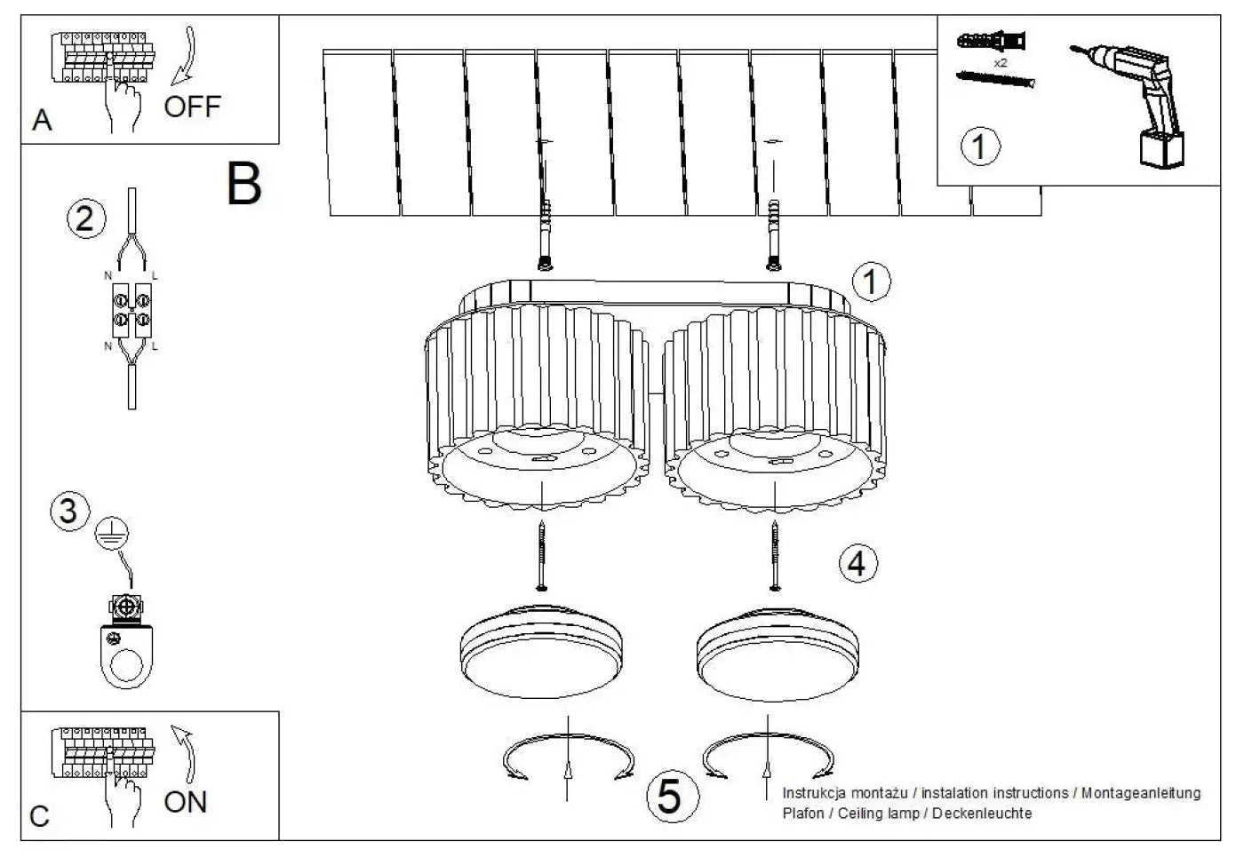 Luminaire Plafonnier - Aura 2 (Beige)