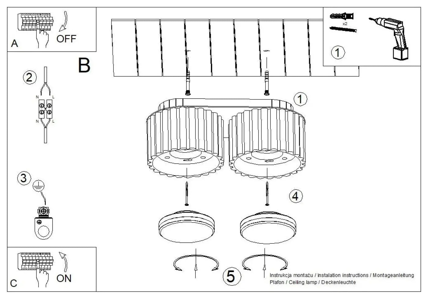Luminaire Plafonnier - Aura 2 (Rouge Ochra)