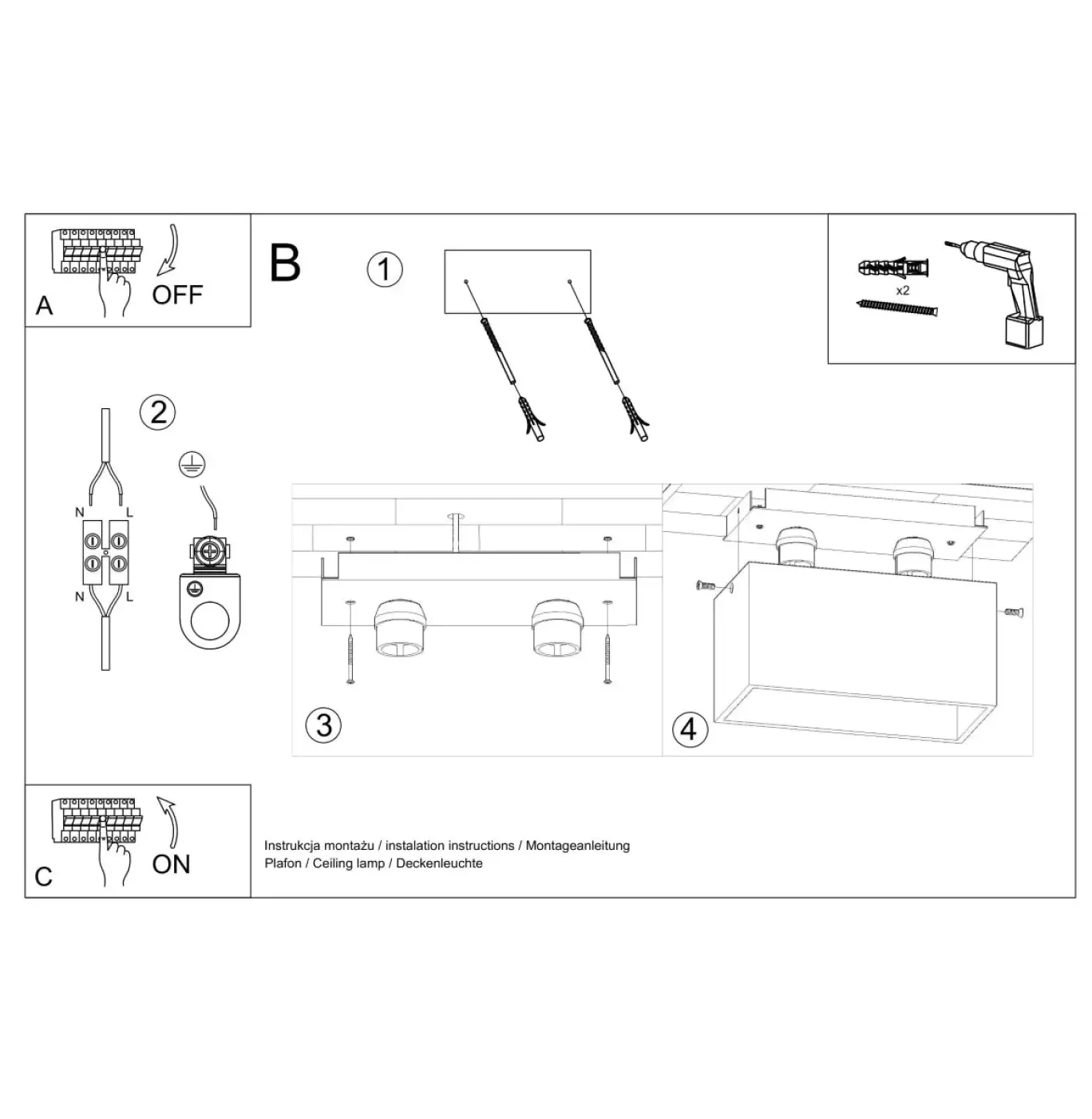 Luminaire Plafonnier Design - Quad (Gris)
