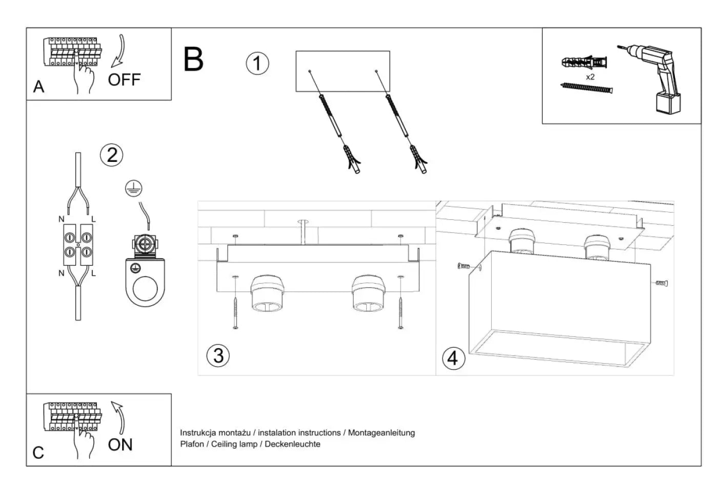 Luminaire Plafonnier Design - Quad (Noir)