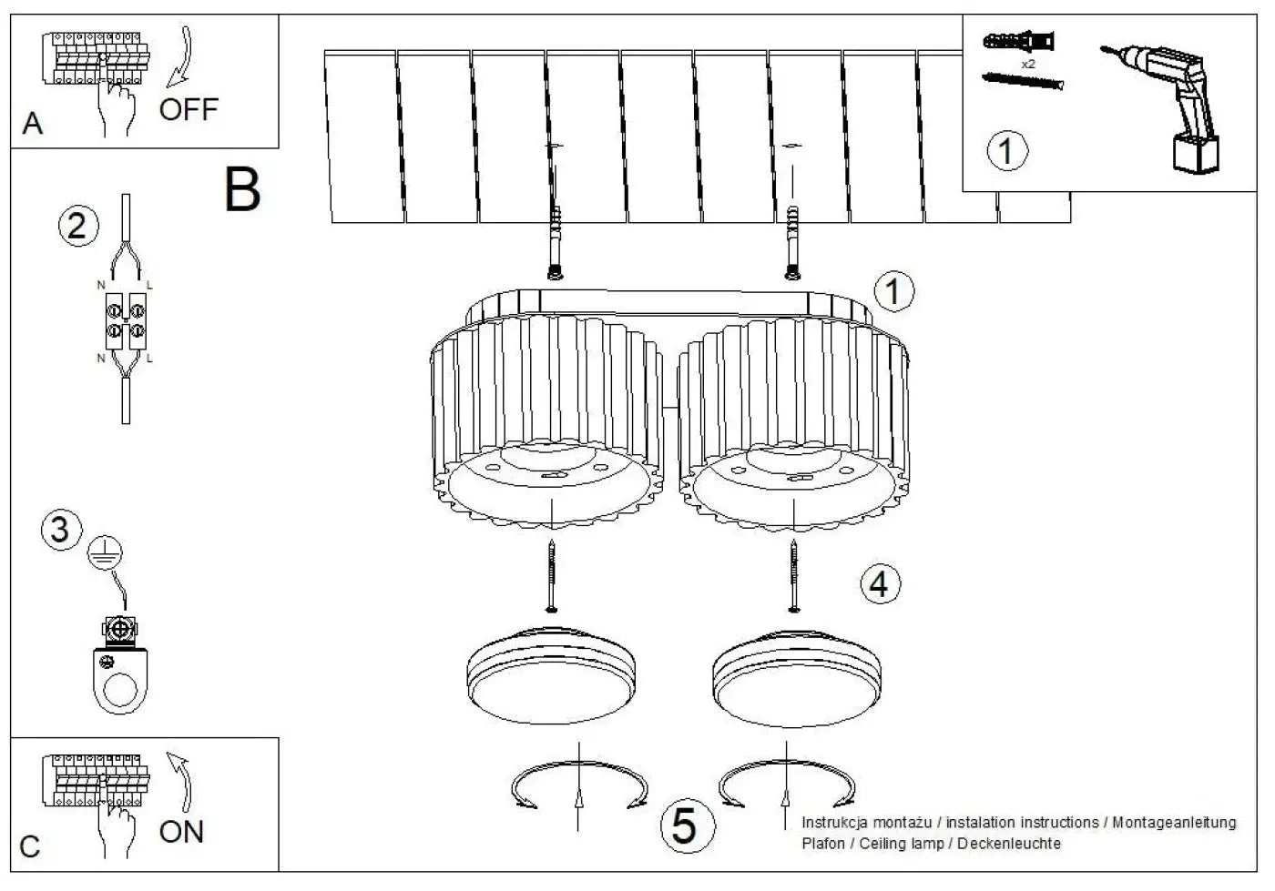 Luminaire Plafonnier Design - Aura 2 (Moka)