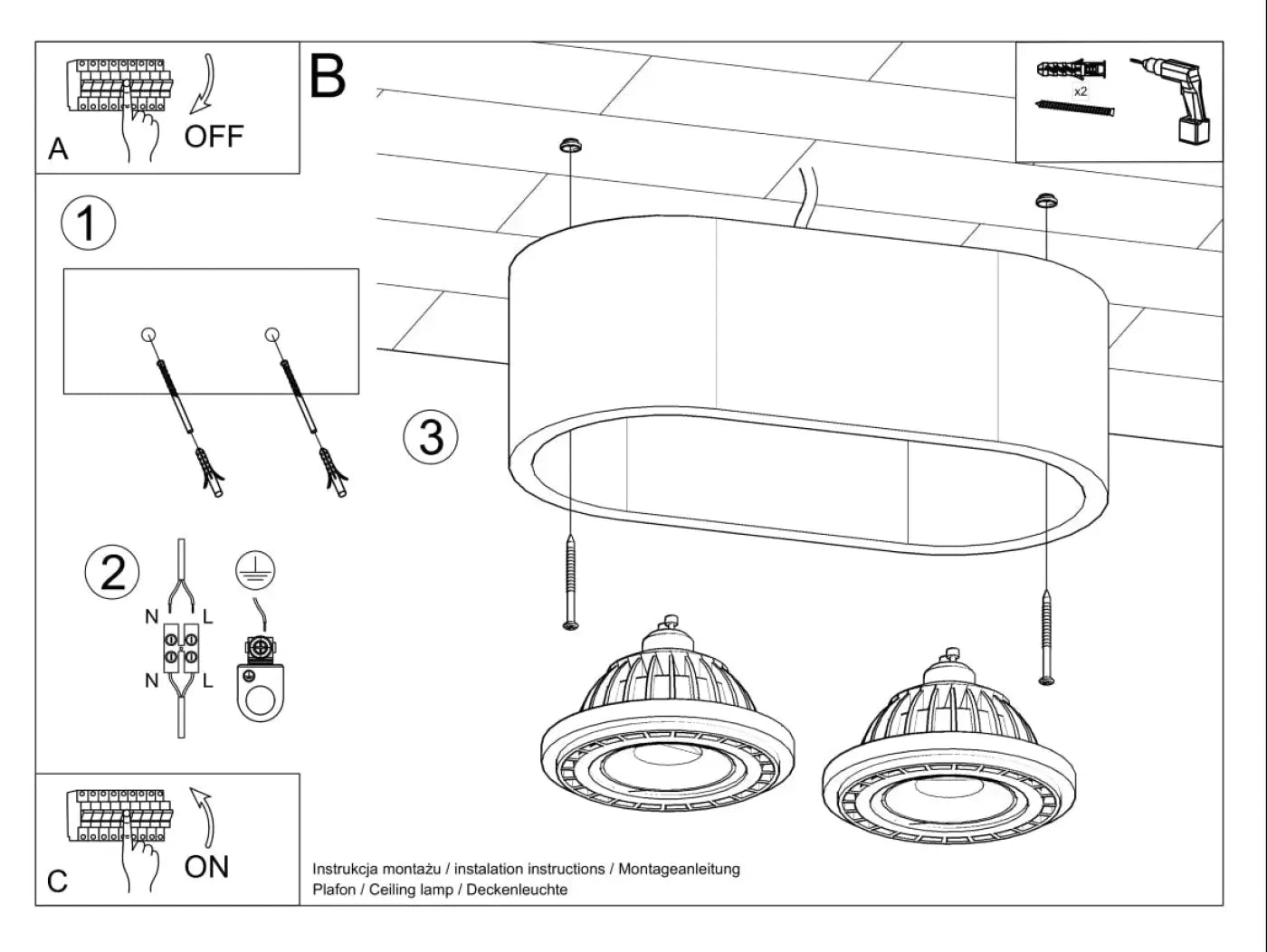 Luminaire Plafonnier - Basic 2 (Béton)