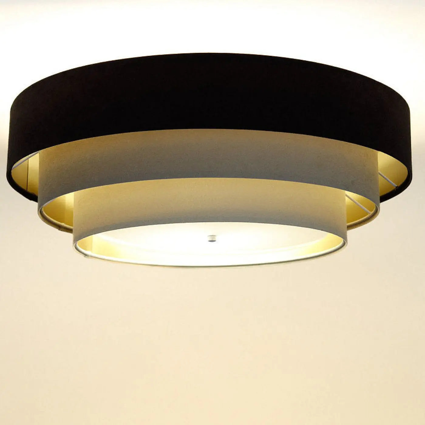 Luminaire Plafonnier Elegant en Tissu - Triniti Veloursstoff (Marron/Beige/Doré)
