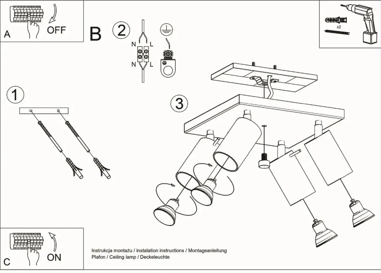 Luminaire Plafonnier - Ring 4 (Gris)