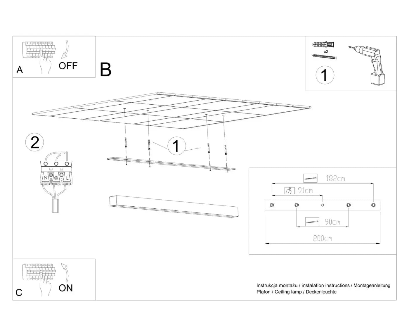 Luminaire Plafonnier Design - Pinne 200 (Gris)