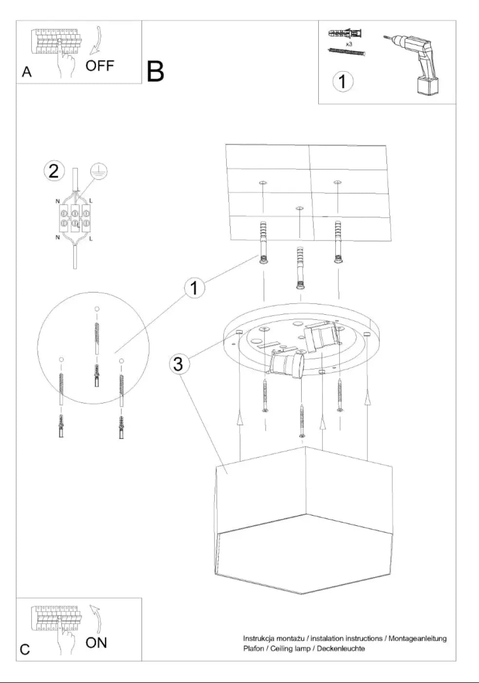 Luminaire Plafonnier Design - Sunde 13 (Blanc)