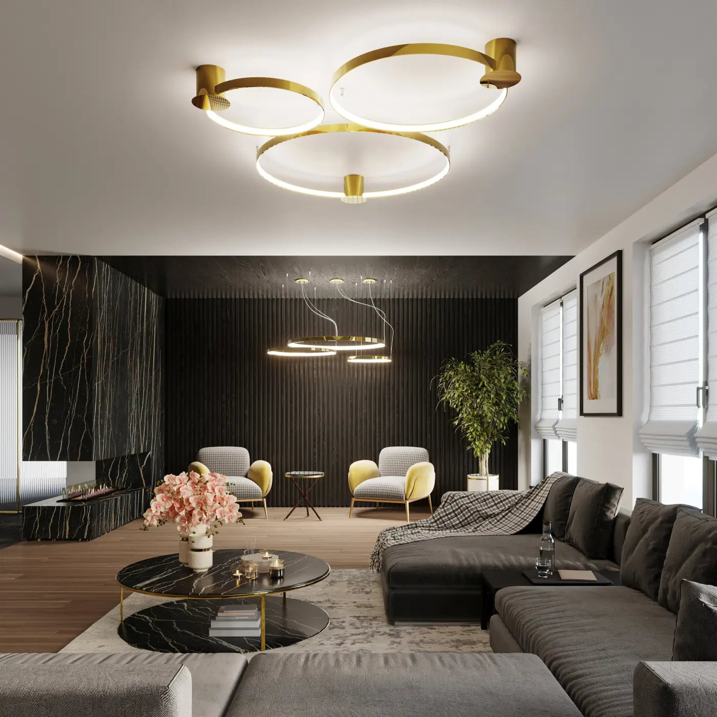 Luminaire Plafonnier Design - Rio 78 3000K (Or Poli)