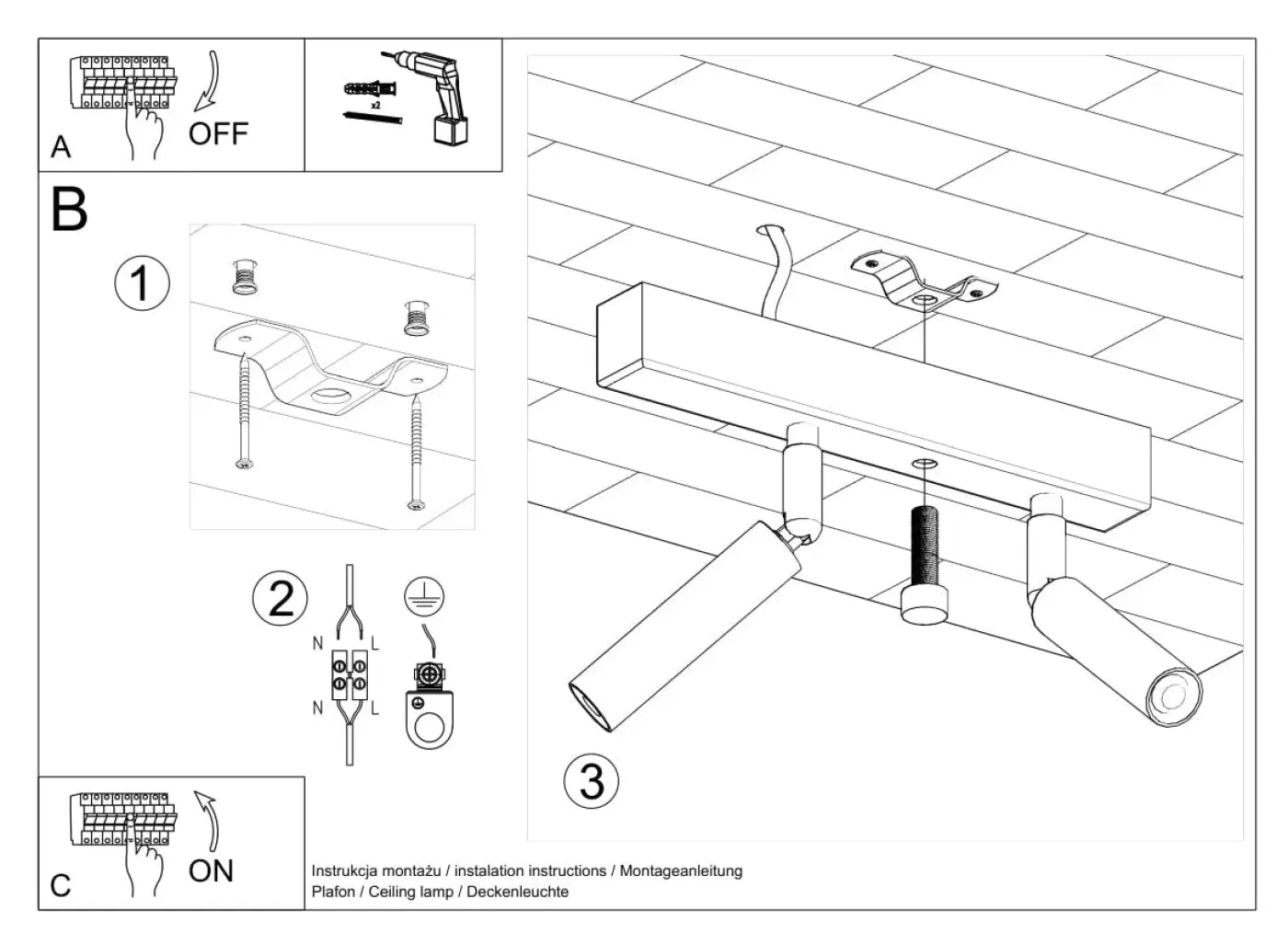 Luminaire Plafonnier Design - Eyetech 2 (Noir)