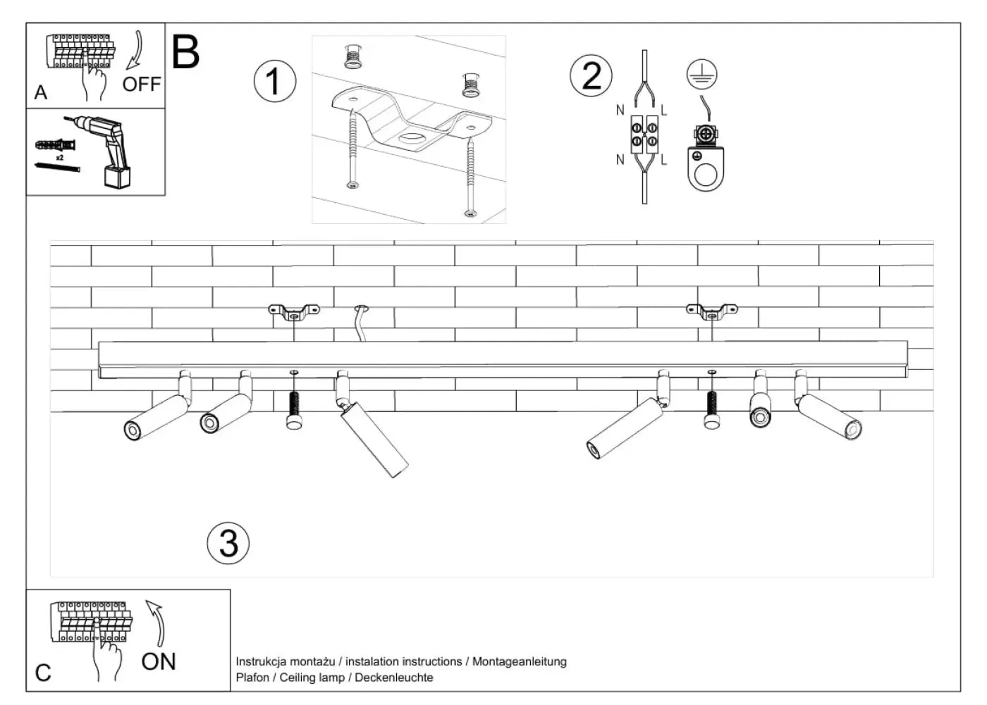 Luminaire Plafonnier Design - Eyetech 6 (Noir)
