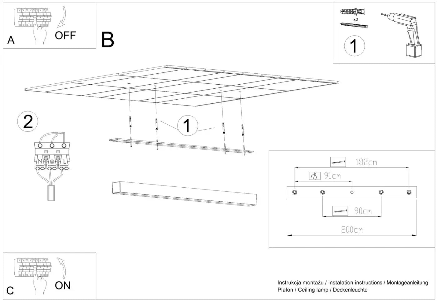 Luminaire Plafonnier Design - Pinne 200 4000K (Blanc)