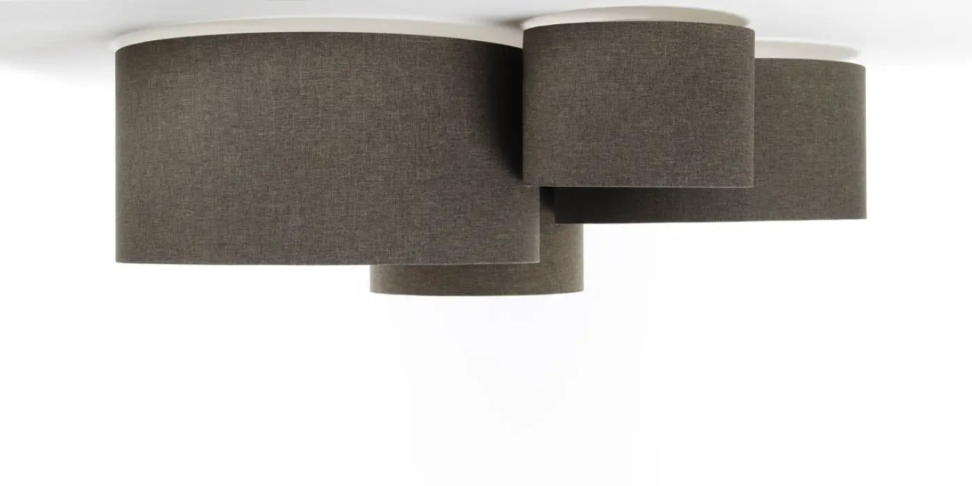 Luminaire Plafonnier en Tissu - 4 Flames Boho Élégant (Marron Gris)