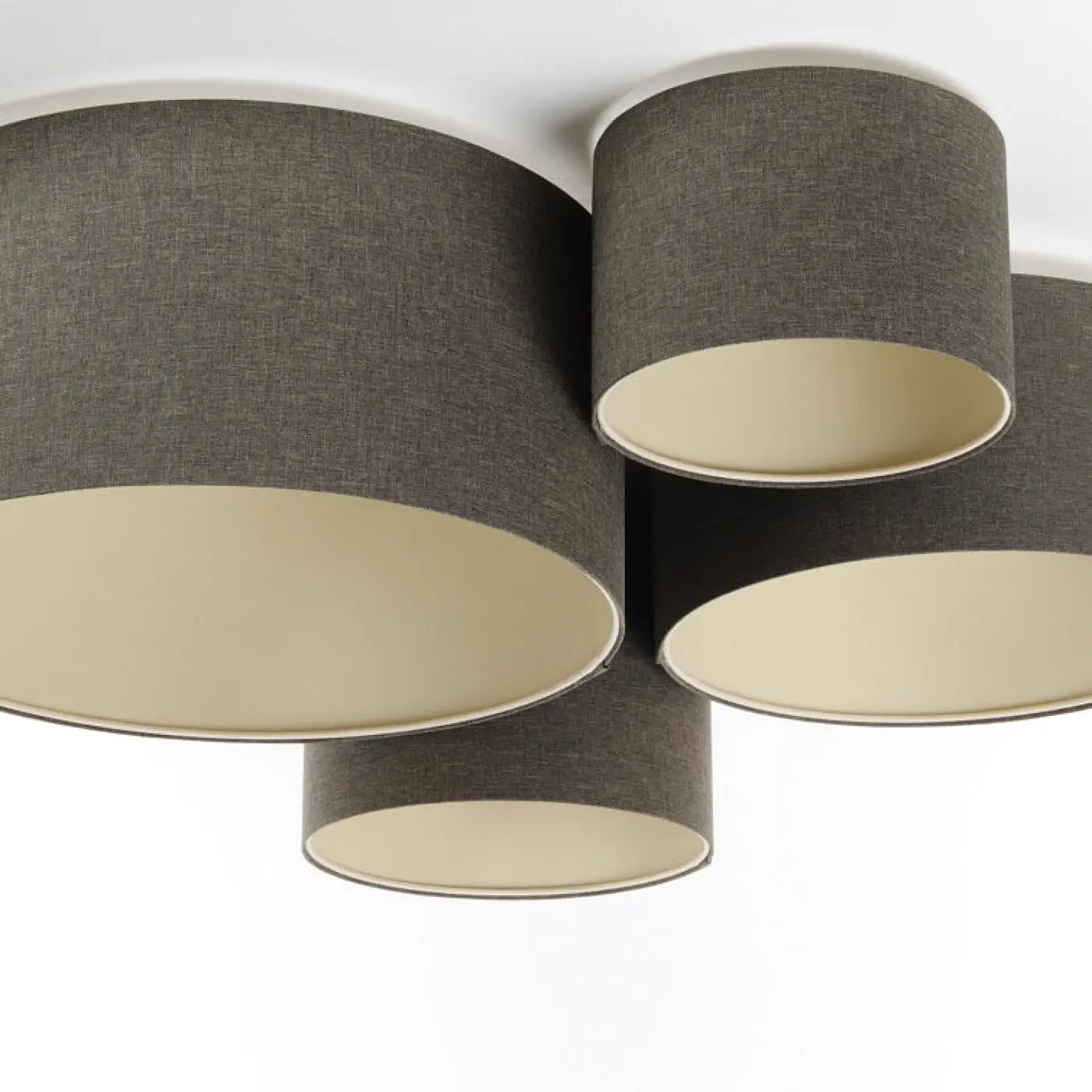 Luminaire Plafonnier en Tissu - 4 Flames Boho Élégant (Marron Gris)
